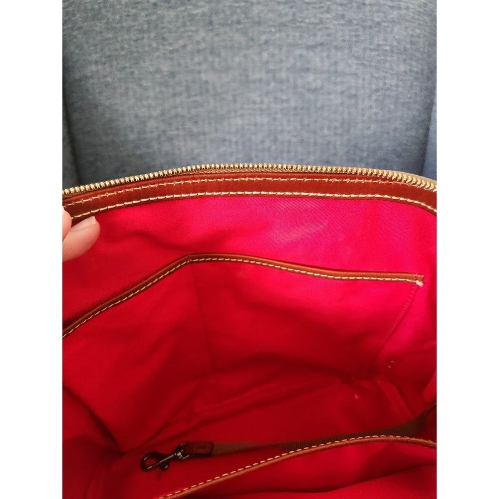 Dooney & Bourke Large Gray Pebbled Leather Domed Satchel Bag